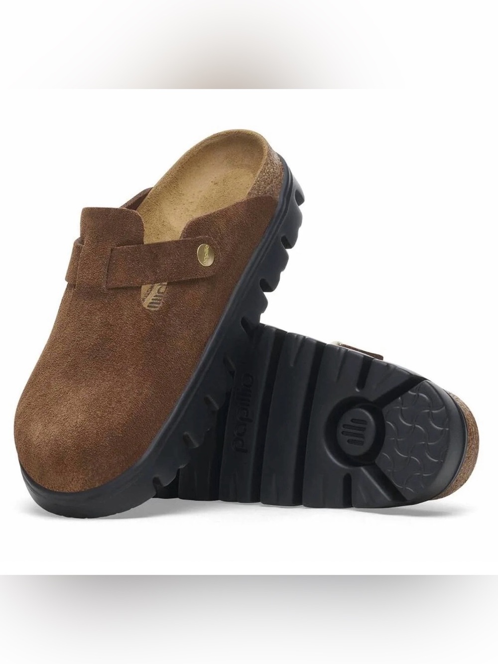 Papillio by Birkenstock Boston Chunky Suede Clog Shoe (38) WM 7 EXCELLENT